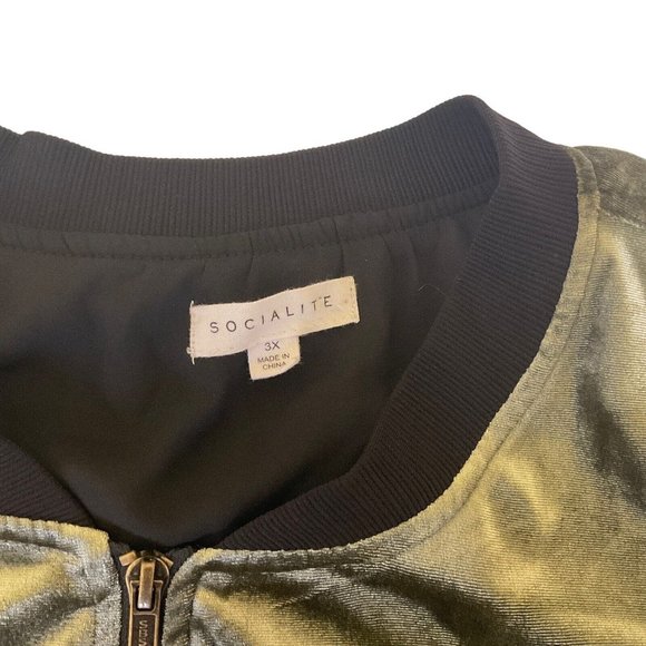 Socialite Jacket Olive Green Velvet Jacket‎ Women’s Size 3X Plus Full Zip - Picture 9 of 11